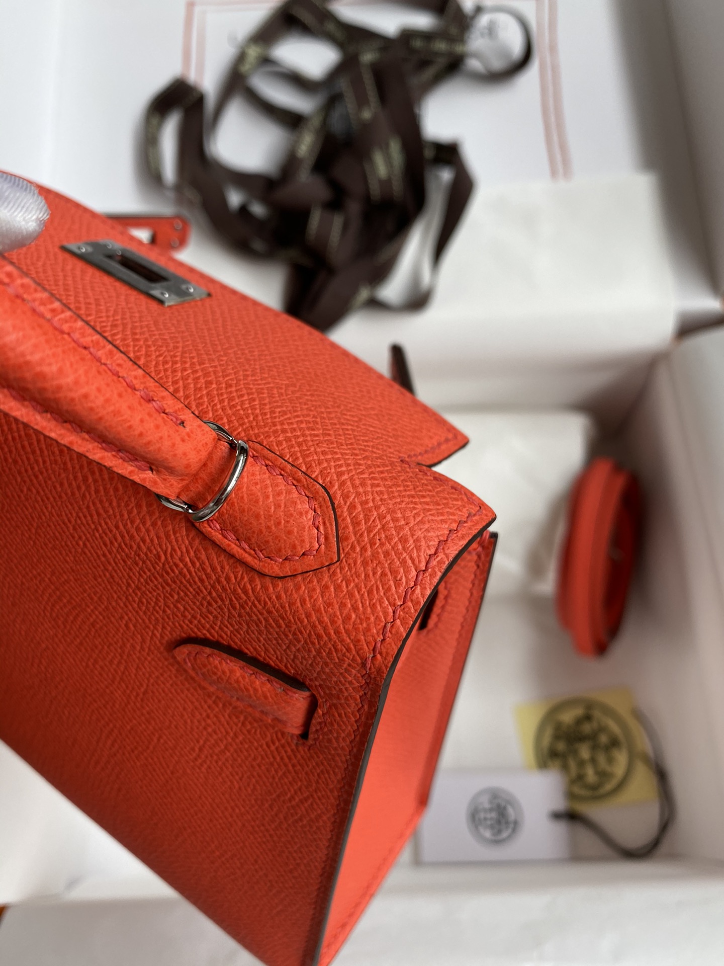 Hermes Kelly Mini II Bag 19CM In Feu Orange Epsom Leather